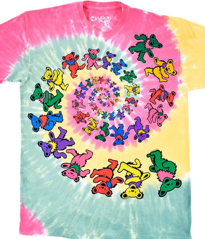 Liquid Blue TShirt Men Rasta Spiral Bears TieDye TShirt