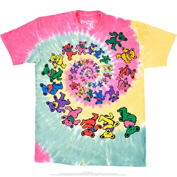 Liquid Blue TShirt Men Rasta Spiral Bears TieDye TShirt