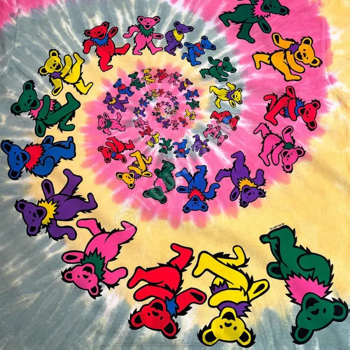Liquid Blue TShirt Men Rasta Spiral Bears TieDye TShirt