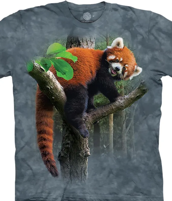 Liquid Blue TShirt Men Red Panda Tree Classic Cotton TShirt