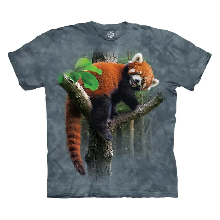 Liquid Blue TShirt Men Red Panda Tree Classic Cotton TShirt
