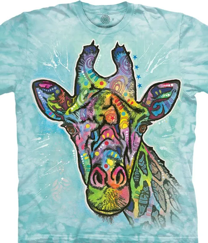 Liquid Blue TShirt Men Russo Giraffe Classic Cotton TShirt
