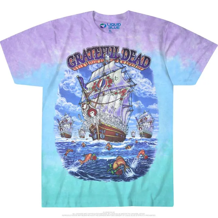 Liquid Blue TShirt Men Ship Of Fools TieDye TShirt