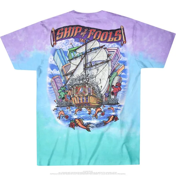 Liquid Blue TShirt Men Ship Of Fools TieDye TShirt