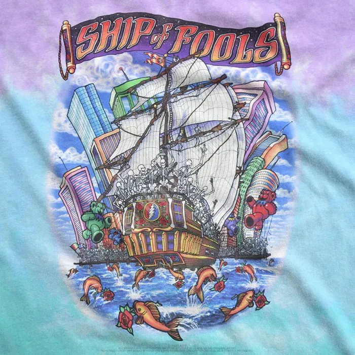 Liquid Blue TShirt Men Ship Of Fools TieDye TShirt