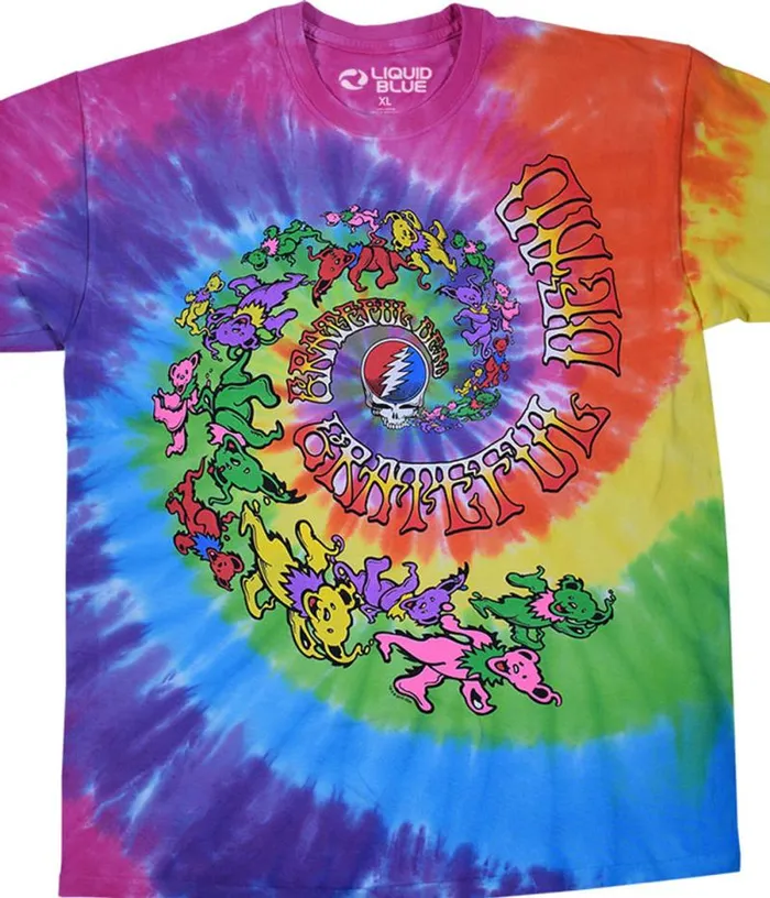 Liquid Blue TShirt Men Spiral Trippy Bears TieDye TShirt