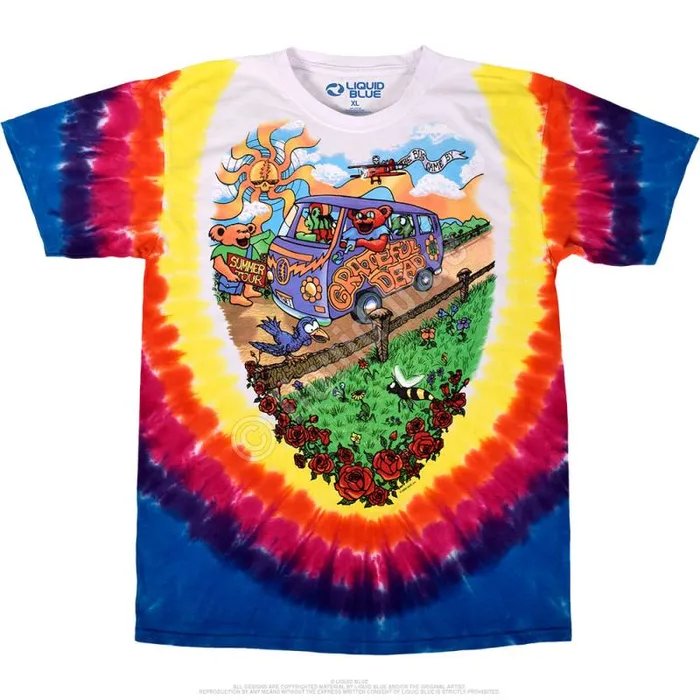 Liquid Blue TShirt Men Summer Tour Bus TieDye TShirt