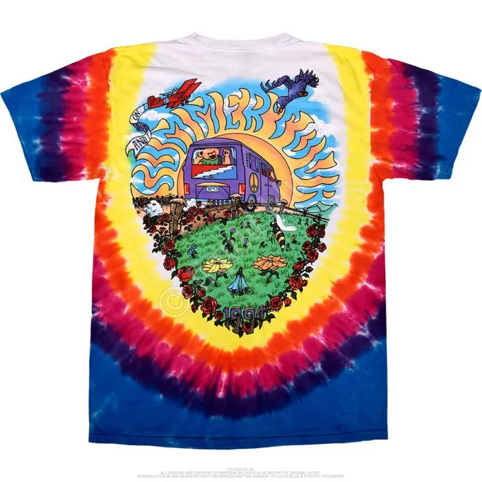 Liquid Blue TShirt Men Summer Tour Bus TieDye TShirt