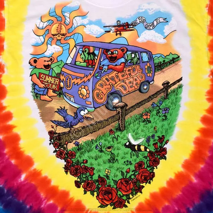 Liquid Blue TShirt Men Summer Tour Bus TieDye TShirt
