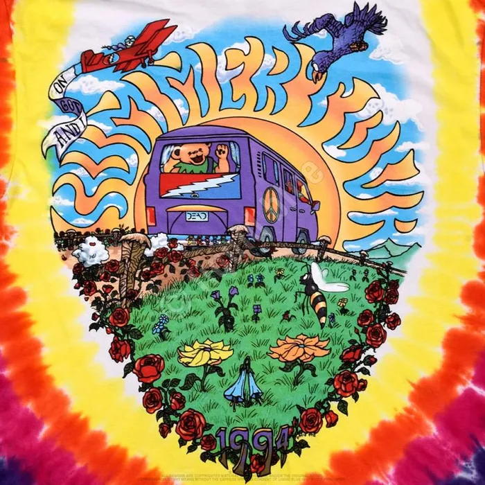 Liquid Blue TShirt Men Summer Tour Bus TieDye TShirt