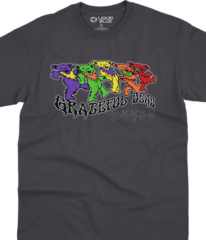 Liquid Blue TShirt Men Trippy Bears Grey TShirt