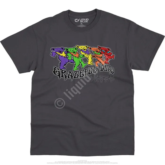 Liquid Blue TShirt Men Trippy Bears Grey TShirt