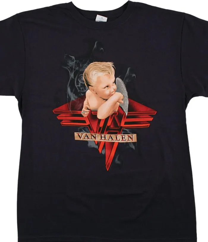 Liquid Blue TShirt Men Van Halen Smoking Navy TShirt