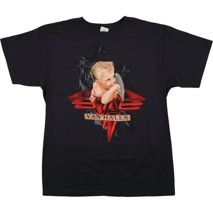 Liquid Blue TShirt Men Van Halen Smoking Navy TShirt