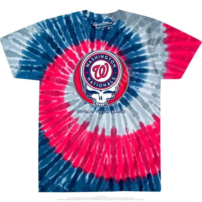 Liquid Blue TShirt Men Washington Nationals Steal Your Base TieDye TShirt