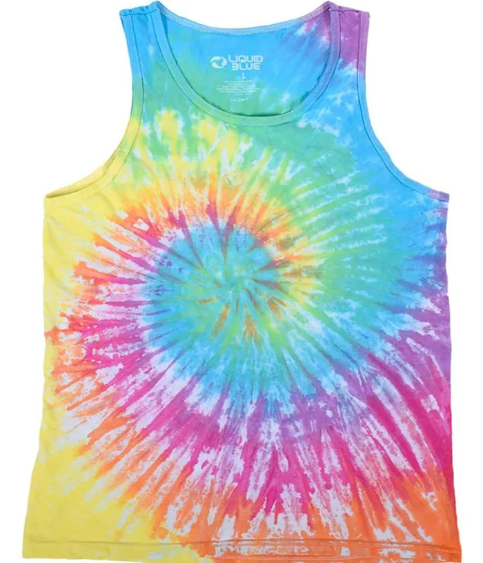 Liquid Blue Tank Top Men Pastel Spiral Unprinted TieDye Tank Top TShirt