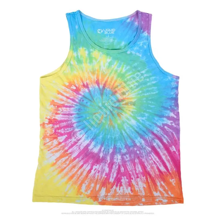 Liquid Blue Tank Top Men Pastel Spiral Unprinted TieDye Tank Top TShirt