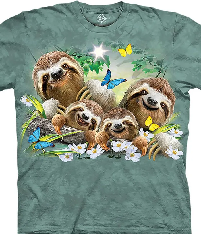 Liquid Blue Youth Kids Sloth Family Selfie Kids039 TShirt