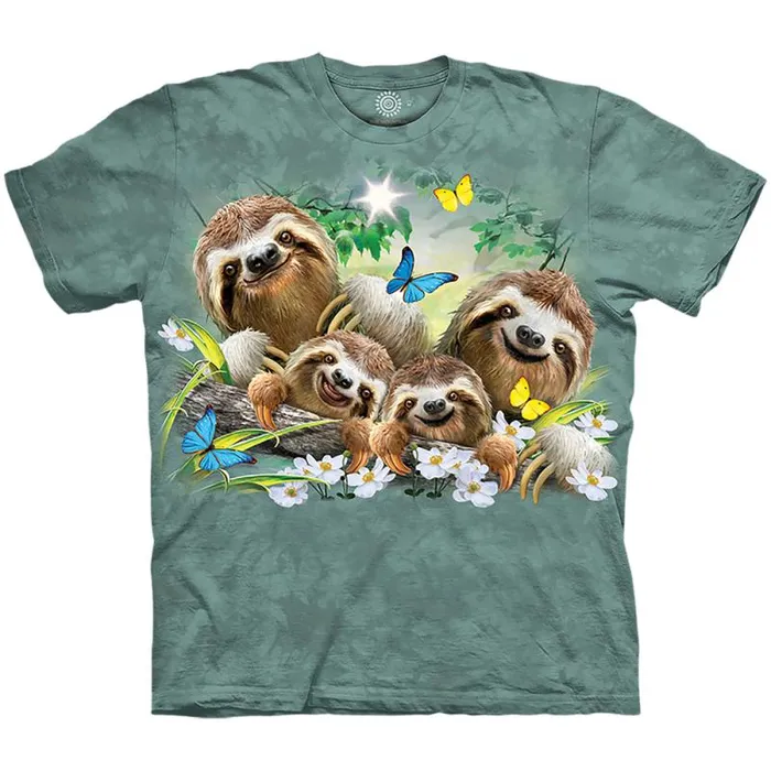 Liquid Blue Youth Kids Sloth Family Selfie Kids039 TShirt