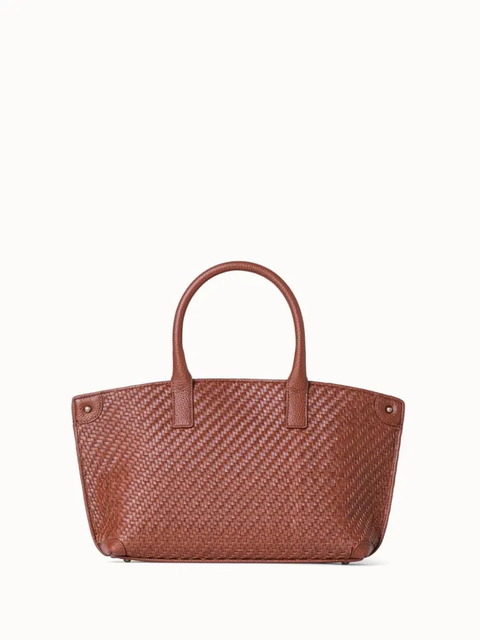 Little Ai Top Handle Bag In Woven Leather Caramel Women Akris Top Handle Bags