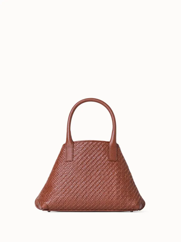 Little Ai Top Handle Bag In Woven Leather Caramel Women Akris Top Handle Bags