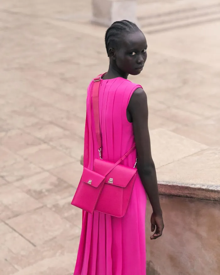Little Anouk Messenger In Calf Leather Pink Women Akris Messenger Bags