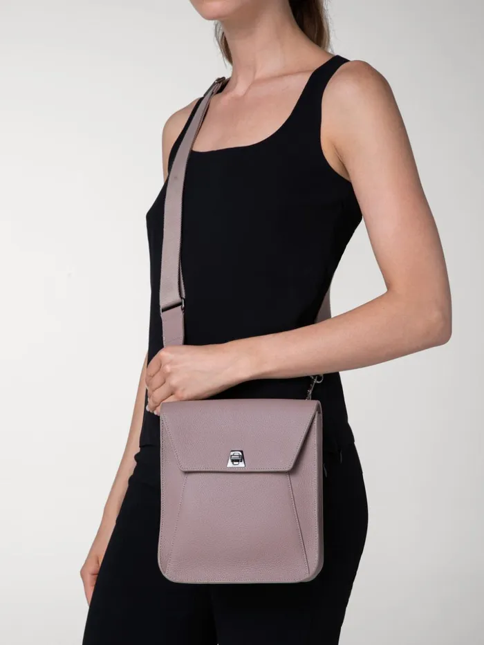 Little Anouk Messenger In Calf Leather Taupe Women Akris Messenger Bags