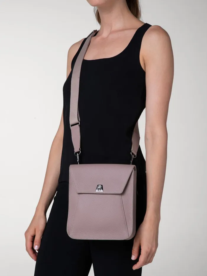 Little Anouk Messenger In Calf Leather Taupe Women Akris Messenger Bags