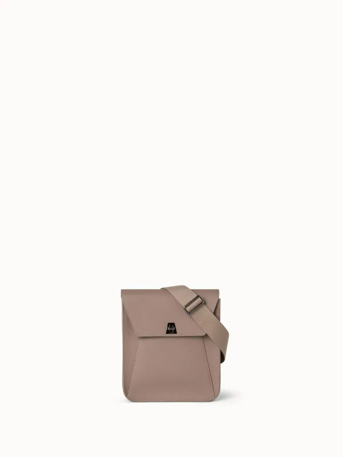 Little Anouk Messenger In Calf Leather Taupe Women Akris Messenger Bags