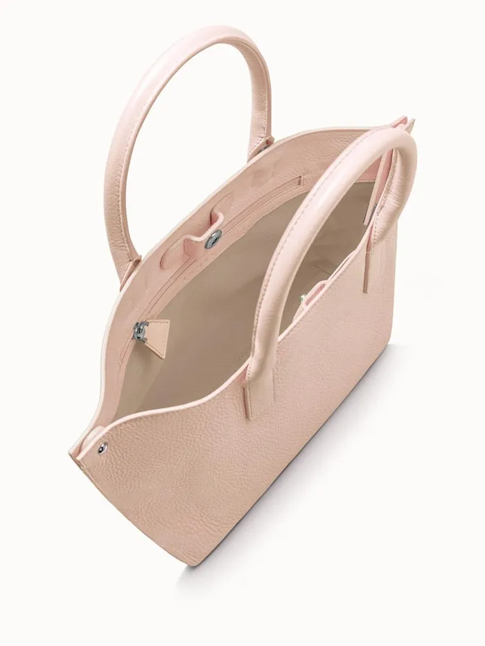 Little Messenger Bag In CervoStructured Calf Leather Pale Rose Women Akris Top Handle Bags
