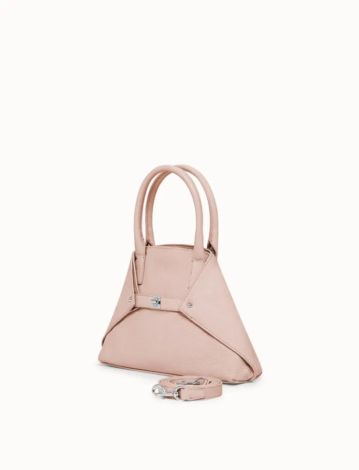 Little Messenger Bag In CervoStructured Calf Leather Pale Rose Women Akris Top Handle Bags