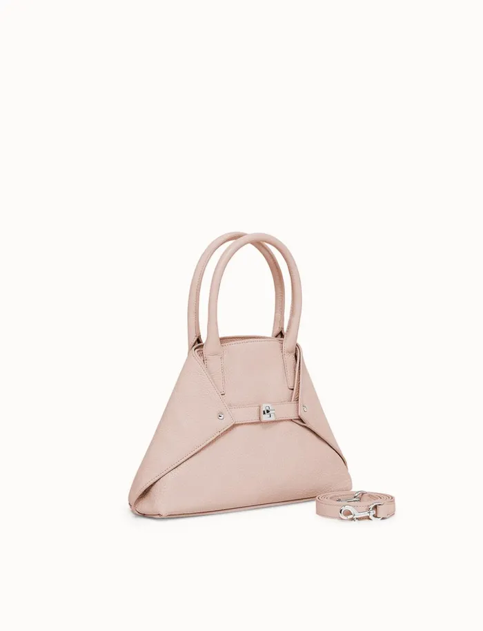 Little Messenger Bag In CervoStructured Calf Leather Pale Rose Women Akris Top Handle Bags
