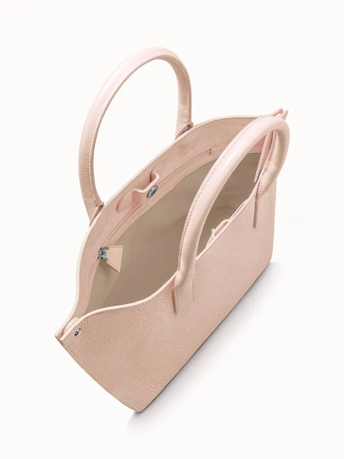 Little Messenger Bag In CervoStructured Calf Leather Pale Rose Women Akris Top Handle Bags