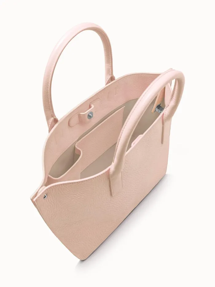 Little Messenger Bag In CervoStructured Calf Leather Pale Rose Women Akris Top Handle Bags