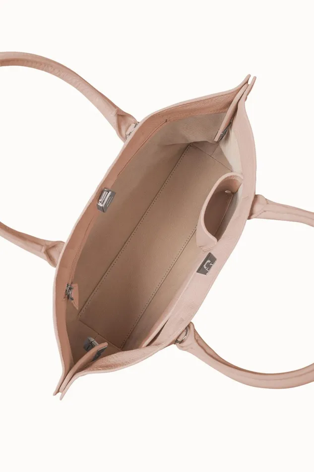 Little Messenger Bag In CervoStructured Calf Leather Pale Rose Women Akris Top Handle Bags