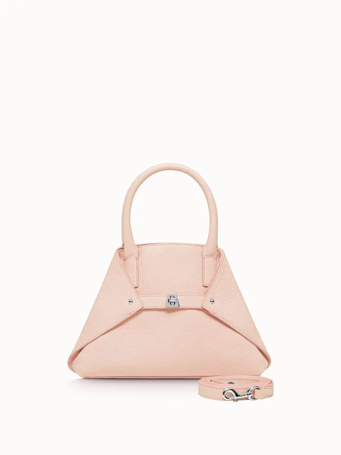 Little Messenger Bag In CervoStructured Calf Leather Pale Rose Women Akris Top Handle Bags