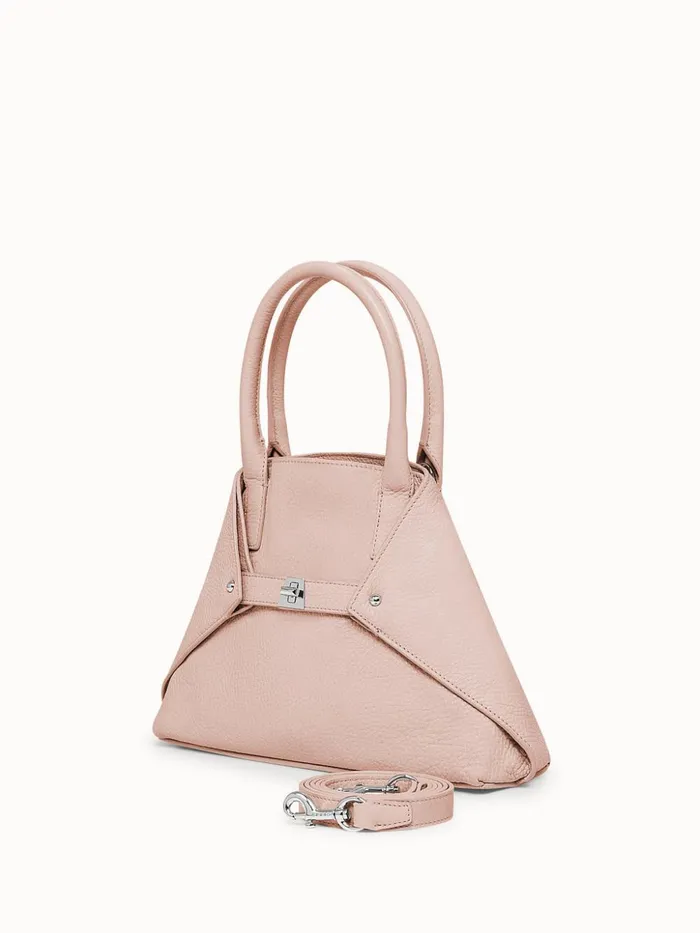 Little Messenger Bag In CervoStructured Calf Leather Pale Rose Women Akris Top Handle Bags