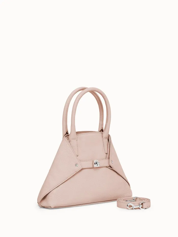 Little Messenger Bag In CervoStructured Calf Leather Pale Rose Women Akris Top Handle Bags
