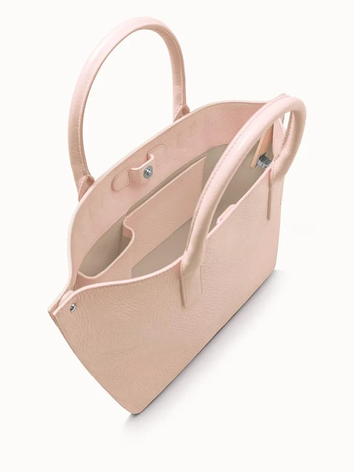 Little Messenger Bag In CervoStructured Calf Leather Pale Rose Women Akris Top Handle Bags