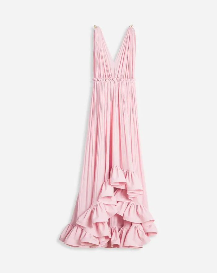 Long Dress With Ruffles Light Pink Women Lanvin Dresses
