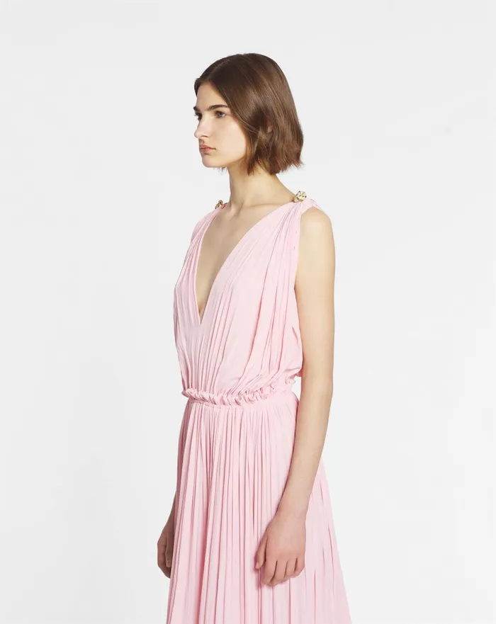 Long Dress With Ruffles Light Pink Women Lanvin Dresses