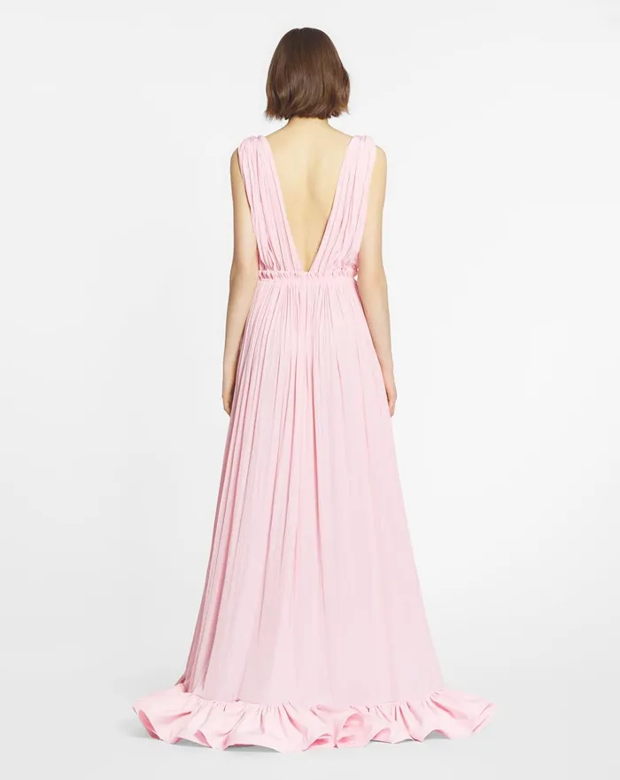 Long Dress With Ruffles Light Pink Women Lanvin Dresses