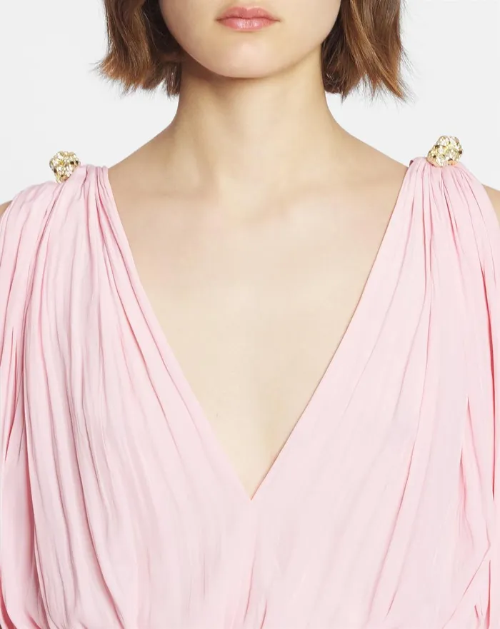 Long Dress With Ruffles Light Pink Women Lanvin Dresses