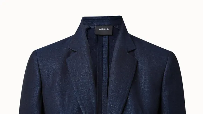 Long Jacket In Wool Lurex Deep Blue Women Akris Jackets