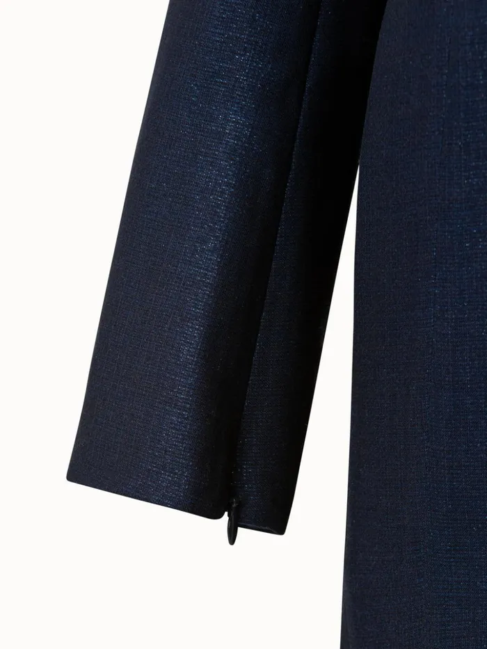 Long Jacket In Wool Lurex Deep Blue Women Akris Jackets