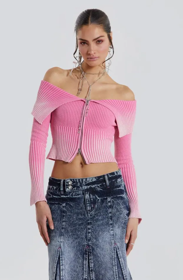 Long Sleeve Tops Women Jaded London Candy Pink Tribeca Knitted Top