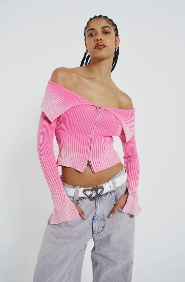 Long Sleeve Tops Women Jaded London Candy Pink Tribeca Knitted Top