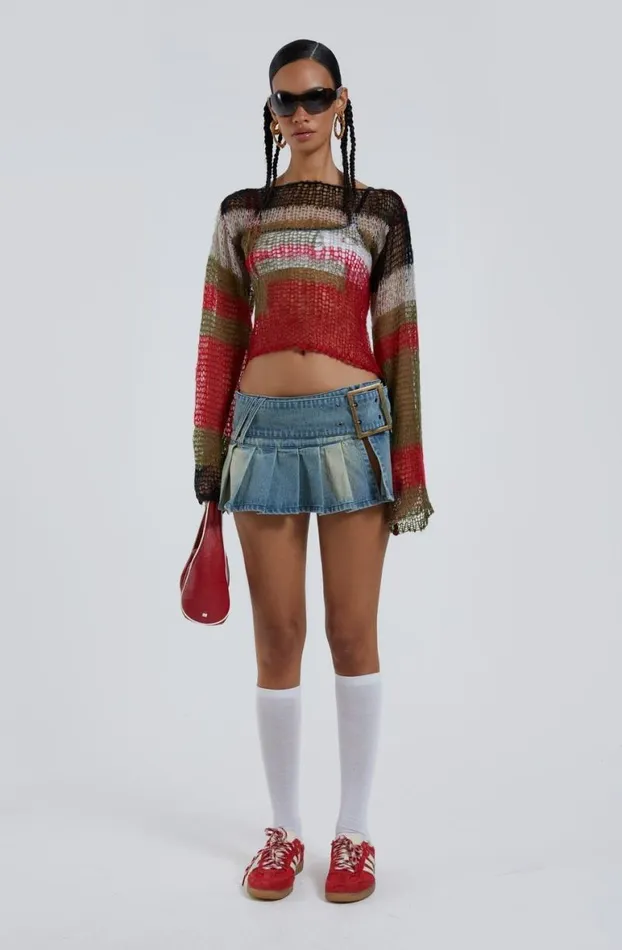 Long Sleeve Tops Women Jaded London Mercer Backless Shredded Knit