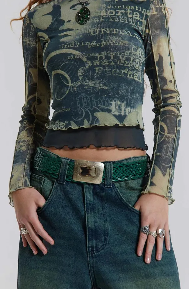 Long Sleeve Tops Women Jaded London Primavera Mesh Long Sleeve Top