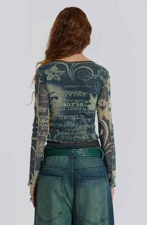 Long Sleeve Tops Women Jaded London Primavera Mesh Long Sleeve Top